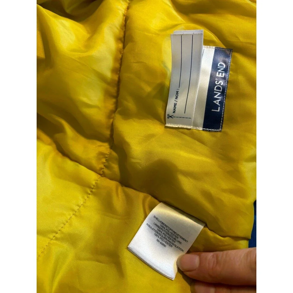Lands’ end blue winter jacket coat 7/8 small youth thumb holes parka boy girl
